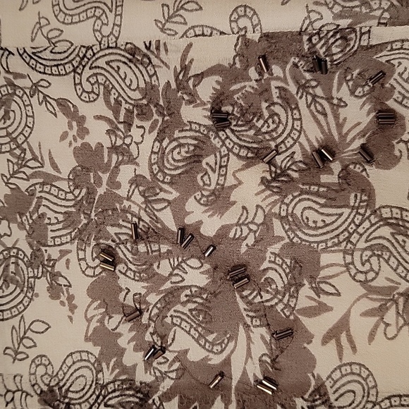 mac & jac 100% Silk, Size 8 Flared Beaded Skirt, NEW with Tags.  Brown / Tan - Picture 2 of 12